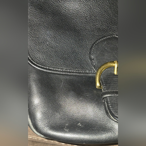 Authentic Rare Vintage Coach Black Genuine Leather Bedford Flap Shoulder Bag4164 - Picture 11 of 12